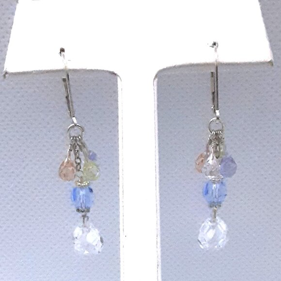 Sterling silver multi-colored drop earrings designed by Nina Nguyen - Picture 8 of 11